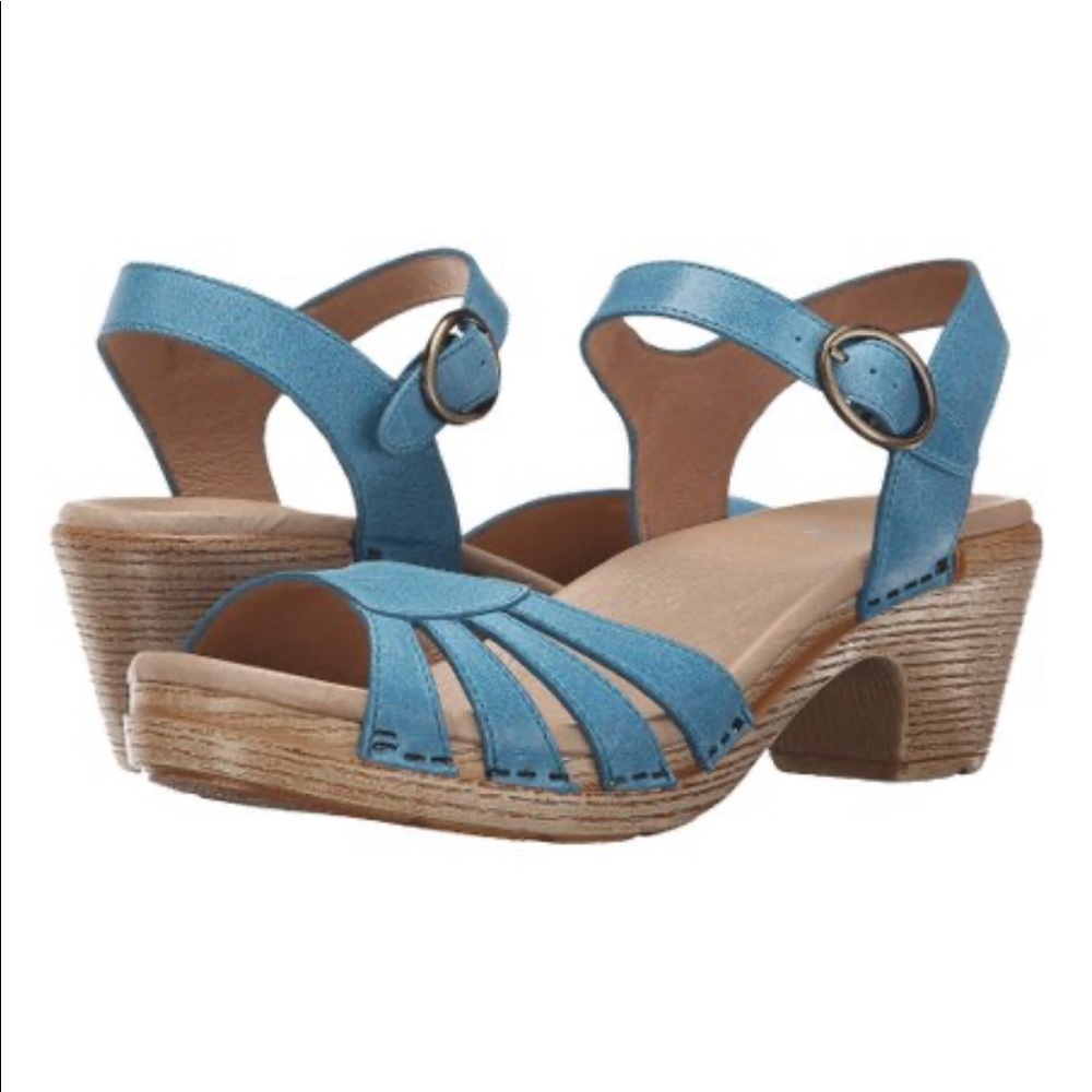 Dansko Marlow platform sandals, 70s style blue, 39, 8.5-9